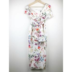 ASOS Floral Sheath Dress Asymmetric Sleeves 4